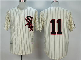 Chicago White Sox #11 Luis Aparicio 1959 Throwback Cream Pinstripe Jersey