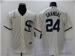 Chicago White Sox #24 Yasmani Grandal White with name 2021 Field of Dreams Cool Base Jersey 