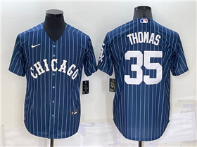 Chicago White Sox #35 Frank Thomas Blue Pinstripe Cool Base Jersey