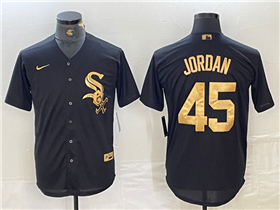 Chicago White Sox #45 Michael Jordan Black Gold Jersey