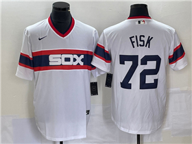 Chicago White Sox #72 Carlton Fisk 1983 Throwback White Cool Base Jersey