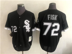 Chicago White Sox #72 Carlton Fisk Throwback Black Jersey