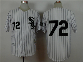 Chicago White Sox #72 Carlton Fisk 1993 Throwback White Pinstripe Jersey