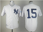 New York Yankees #15 Thurman Munson Throwback White Pinstripe Jersey