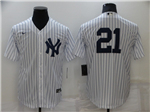 New York Yankees #21 Paul O'Neill White Without Name Cool Base Jersey 