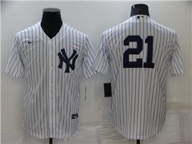 New York Yankees #21 Paul O'Neill White Without Name Cool Base Jersey 