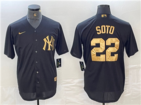 New York Yankees #22 Juan Soto Black Gold Jersey