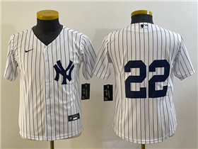 New York Yankees #22 Juan Soto Youth White Without Name Cool Base Jersey