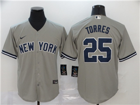 New York Yankees #25 Gleyber Torres Gray Cool Base Jersey