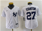 New York Yankees #27 Giancarlo Stanton Youth White Cool Base Jersey