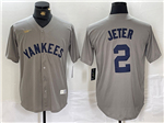 New York Yankees #2 Derek Jeter Gray Cooperstown Collection Jersey