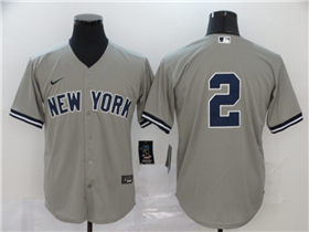 New York Yankees #2 Derek Jeter Gray Without Name Cool Base Jersey