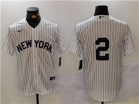 New York Yankees #2 Derek Jeter White Fashion without name Jersey