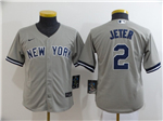 New York Yankees #2 Derek Jeter Youth Gray Cool Base Jersey