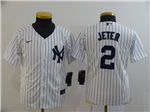 New York Yankees #2 Derek Jeter Youth White Cool Base Jersey