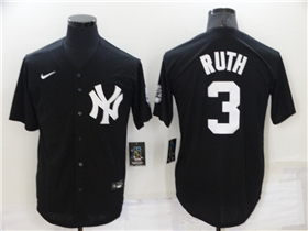 New York Yankees #3 Babe Ruth Black Fashion Cool Base Jersey 