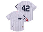 New York Yankees #42 Mariano Rivera 1995 Throwback White Pinstripe Jersey