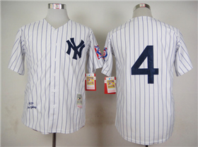 New York Yankees #4 Lou Gehrig 1939 Throwback White Pinstripe Jersey