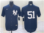 New York Yankees #51 Bernie Williams Navy Without Name Cool Base Jersey