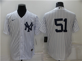 New York Yankees #51 Bernie Williams White Without Name Cool Base Jersey 