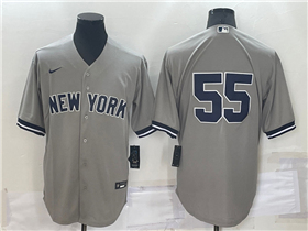 New York Yankees #55 Gray Without Name Cool Base Jersey