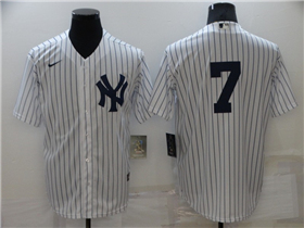 New York Yankees #7 Mickey Mantle White Without Name Cool Base Jersey 