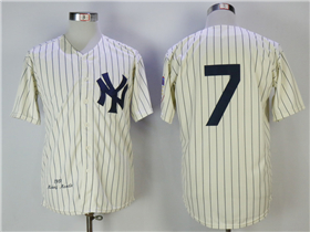 New York Yankees #7 Mickey Mantle 1951 Cream Throwback Jersey