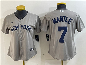 New York Yankees #7 Mickey Mantle Women's Gray Away Limited Jersey