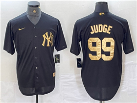 New York Yankees #99 Aaron Judge Black Gold Jersey