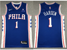 Philadelphia 76ers #1 James Harden Blue Swingman Jersey