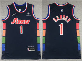 Philadelphia 76ers #1 James Harden 2021-22 Navy City Edition Swingman Jersey