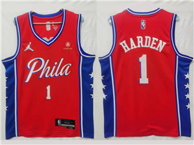 Philadelphia 76ers #1 James Harden 2021-22 Red Statement Edition Swingman Jersey