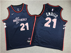 Philadelphia 76ers #21 Joel Embiid Youth 2023-24 Navy City Edition Swingman Jersey