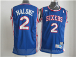 Philadelphia 76ers #2 Moses Malone Blue Hardwood Classics Jersey