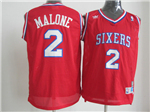 Philadelphia 76ers #2 Moses Malone Red Hardwood Classics Jersey