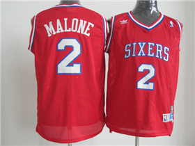 Philadelphia 76ers #2 Moses Malone Red Hardwood Classics Jersey