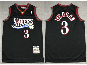 Philadelphia 76ers #3 Allen Iverson Black Hardwood Classics Jersey