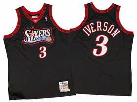 Philadelphia 76ers #3 Allen Iverson 1997-98 Black Hardwood Classics Jersey