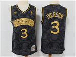 Philadelphia 76ers #3 Allen Iverson Black Gold Toile Hardwood Classics Jersey