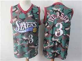 Philadelphia 76ers #3 Allen Iverson 1996-97 Camo Hardwood Classics Jersey