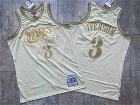 Philadelphia 76ers #3 Allen Iverson 2000-01 Gold Hardwood Classics Jersey