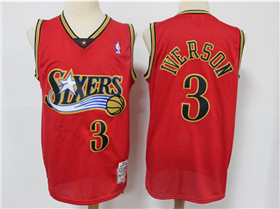 Philadelphia 76ers #3 Allen Iverson Red Hardwood Classics Jersey