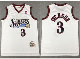 Philadelphia 76ers #3 Allen Iverson 1997-98 White Hardwood Classics Jersey