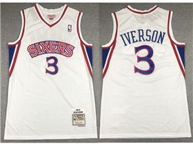 Philadelphia 76ers #3 Allen Iverson 1996-97 White Hardwood Classics Jersey