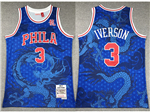 Philadelphia 76ers #3 Allen Iverson Year Of the Dragon Blue Hardwood Classics Jersey