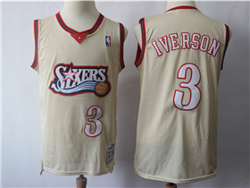 Philadelphia 76ers #3 Allen Iverson Gold Hardwood Classics Jersey