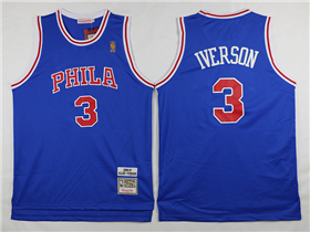 Philadelphia 76ers #3 Allen Iverson 1996-97 Throwback Blue Jersey