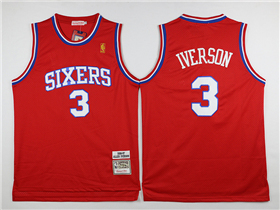 Philadelphia 76ers #3 Allen Iverson 1996-97 Throwback Red Jersey