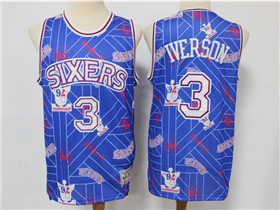 Philadelphia 76ers #3 Allen Iverson Blue Tear Up Pack Hardwood Classics Jersey