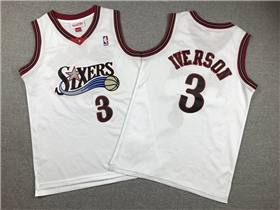 Philadelphia 76ers #3 Allen Iverson Youth White Hardwood Classics Jersey